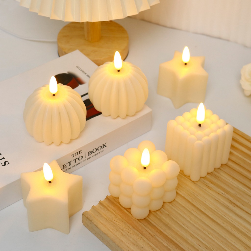 เทียน LED ที่สร้างสรรค์/โคมไฟเทียนไร้ควันไร้เปลวไฟวูบวาบ/แสงสีชา LED แบบใช้แบตเตอรี่/เทียมปลอมไฟฟ้าสำหรับใช้ในบ้านตามฤดู