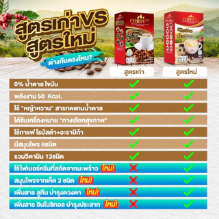 10 กล่อง สูตรใหม่ Cordy Plus Coffee คอร์ดี้พลัส กาแฟ ผสมสมุนไพร และ วิตามินรวม 24 ชนิด