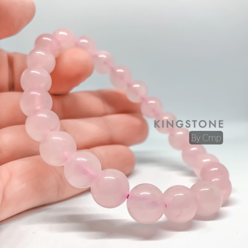 ROSE QUARTZ โรสควอตซ์  หินแห่งเทพวีนัส เต็มเปี่ยมไปด้วยความรัก ขนาด 6 8 10 12 14 มม.สร้อยข้อมือหินแท้
