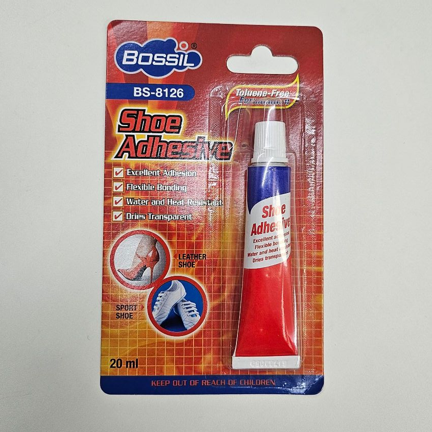 กาวซ่อมแซมรองเท้า สำหรับหนังแท้ หรือ หนังเทียม Shoe Adhesive 20 ml กาวติดรองเท้า BOSSIL