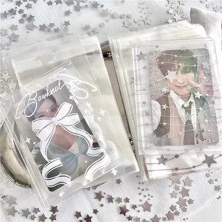 พร้อมส่ง💫ถุงฝากาวแพคการ์ด 50ชิ้น ลายผูกโบว์ ดาว ใส่โฟโต้การ์ด สินค้า สวยมาก ขนาด8*10cm