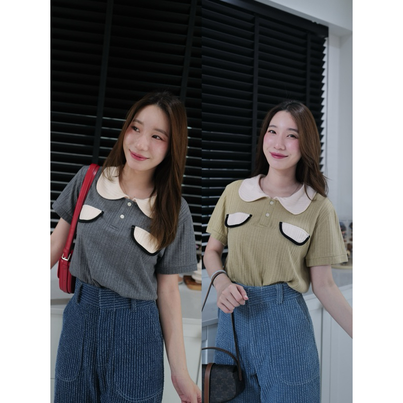 เสื้อ Polo คอบัวมี ฝากระเป๋าขอบดำ