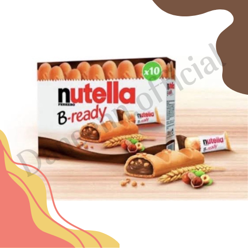 Nutella B-ready T10 ขนมเวเฟอร์กรอบ สอดไส้แยมนูเทลล่า crunchy ขนาด 220g มี 10 ชิ้น BBF.17/12/2025