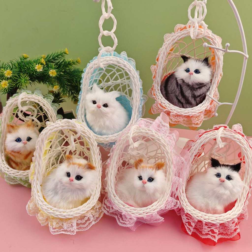 ตะกร้าน้องแมวตกแต่ง มีเสียงร้อง หลายสีให้เลือก