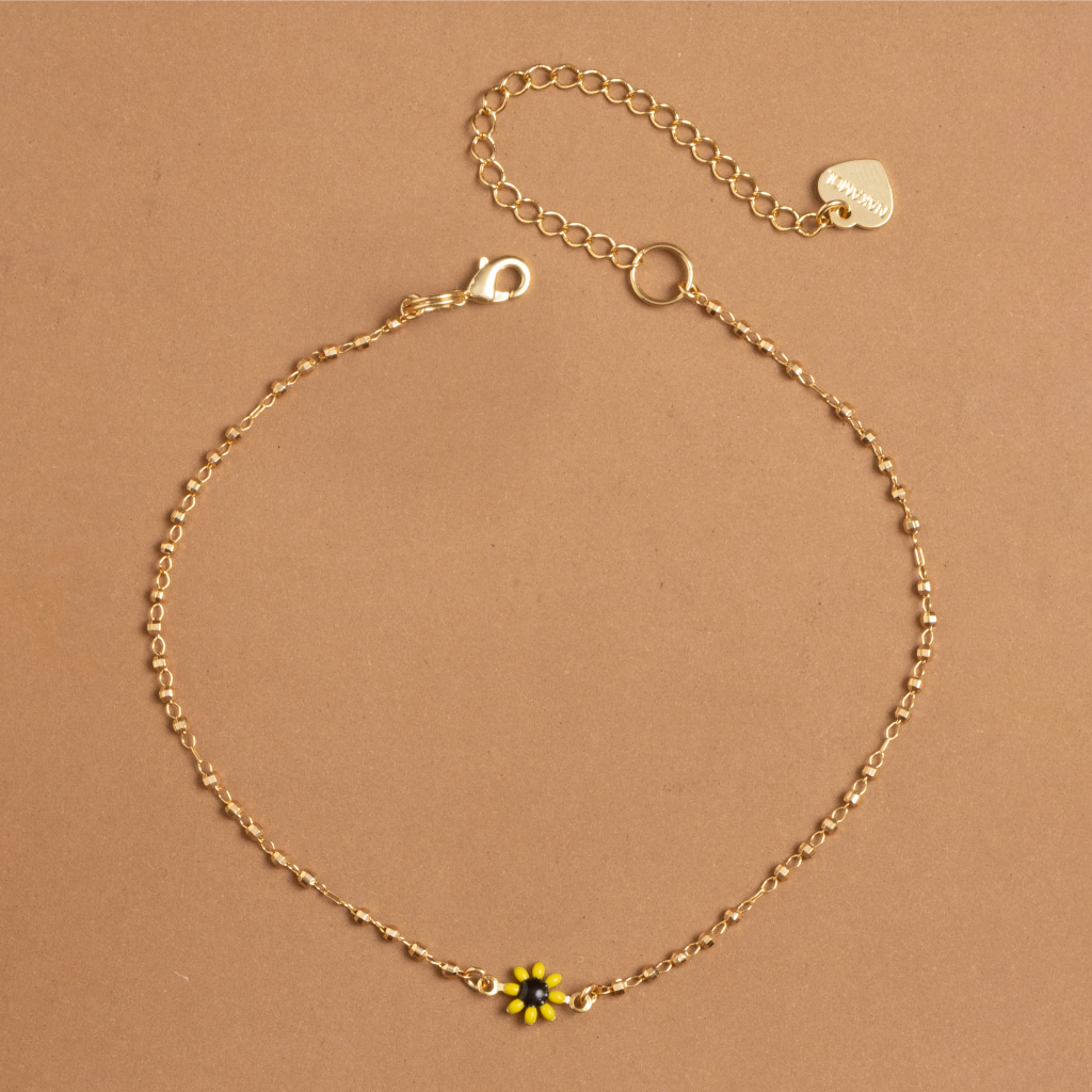 NAKAMOL – FLORAL GOLD ANKLET สร้อยข้อเท้าสีทองจี้ดอกไม้ ราคา ถูกที่สุด ดีลบีเคเค แกลเลอรีภาพที่ 5