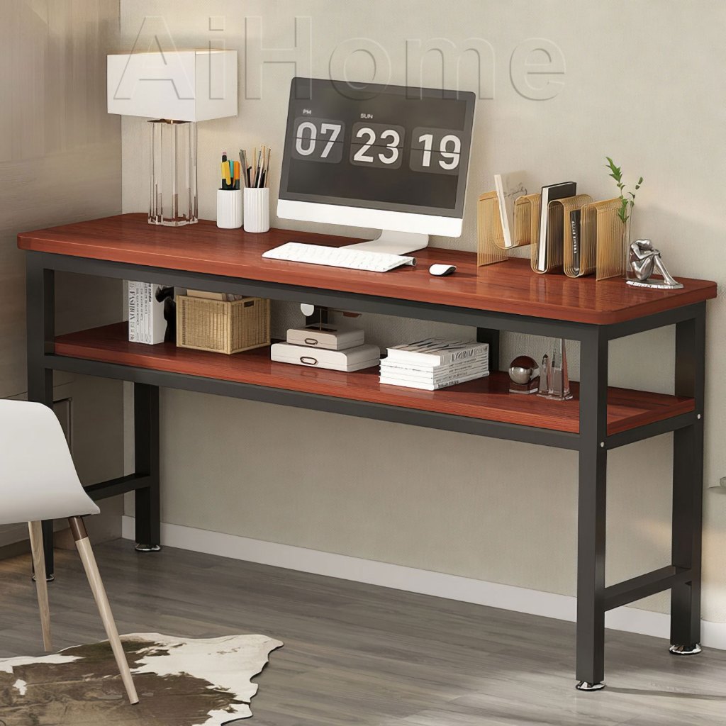 AiHome 120/140/160CM โต๊ะยาว โต๊ะทำงาน หลายที่นั่ง ไม้เนื้อแข็งส ไตล์เรียบง่าย โต๊ะในห้องนอน เหมาะสำหรับทำงานที่บ้าน