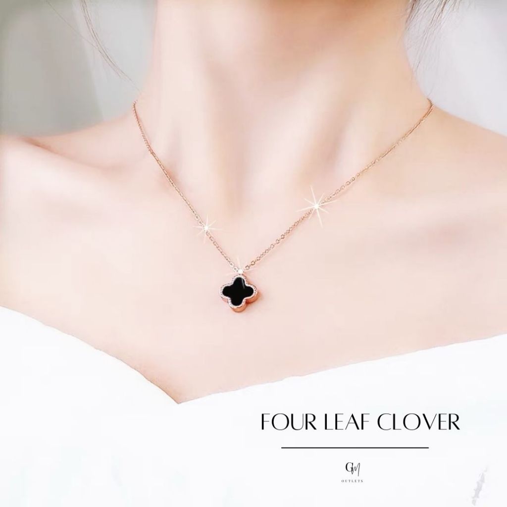 OUTLETS ล้างสต็อกจากโรงงานตรง✨สร้อยคอ Four Leaf Clover Necklaces สร้อยทอง ใส่ได้ทั้งสองด้าน