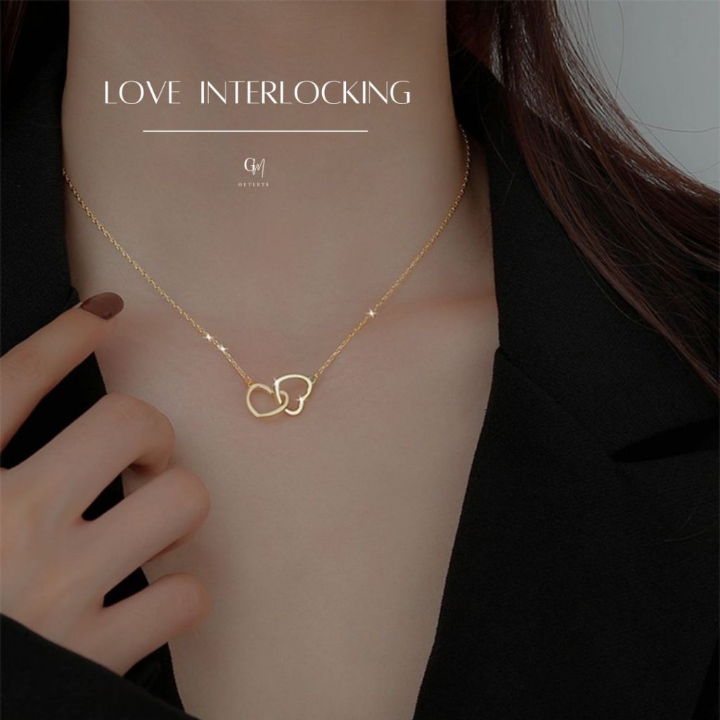 OUTLETS ล้างสต็อกจากโรงงานตรง Love interlocking Necklaces สร้อยคอ สร้อยทอง สร้อยคอผู้หญิง