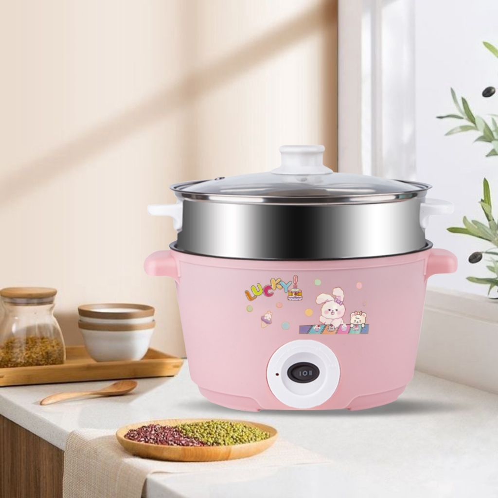 หม้อไฟฟ้าอเนกประสงค์ 22cm ลายกระต่ายLUCKYGREEN