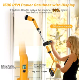 Qimedo 8in1 แปรงขัดไฟฟ้าไร้สาย 1500RPM Electric Spin Scrubber ที่ขัดห้องน้ำไฟฟ้า แปรงทำความสะอาด ชาร์จได้ หัวแปรง8ชนิด