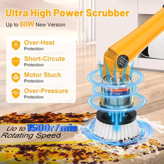 Qimedo 8in1 แปรงขัดไฟฟ้าไร้สาย 1500RPM Electric Spin Scrubber ที่ขัดห้องน้ำไฟฟ้า แปรงทำความสะอาด ชาร์จได้ หัวแปรง8ชนิด