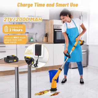 Qimedo 8in1 แปรงขัดไฟฟ้าไร้สาย 1500RPM Electric Spin Scrubber ที่ขัดห้องน้ำไฟฟ้า แปรงทำความสะอาด ชาร์จได้ หัวแปรง8ชนิด