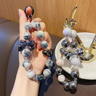 ห่วงโซ่โทรศัพท์โบว์สีเงิน โซ่ห้อยโทรศัพท์มือถือ โซ่แขวนอเนกประสงค์ เคสโทรศัพท์มือถือ จี้สากล-CY