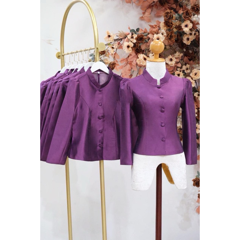 R44 เสื้อผ้าไหม4เส้น ไทยจิตรลดา แขนยาว พร้อมส่ง