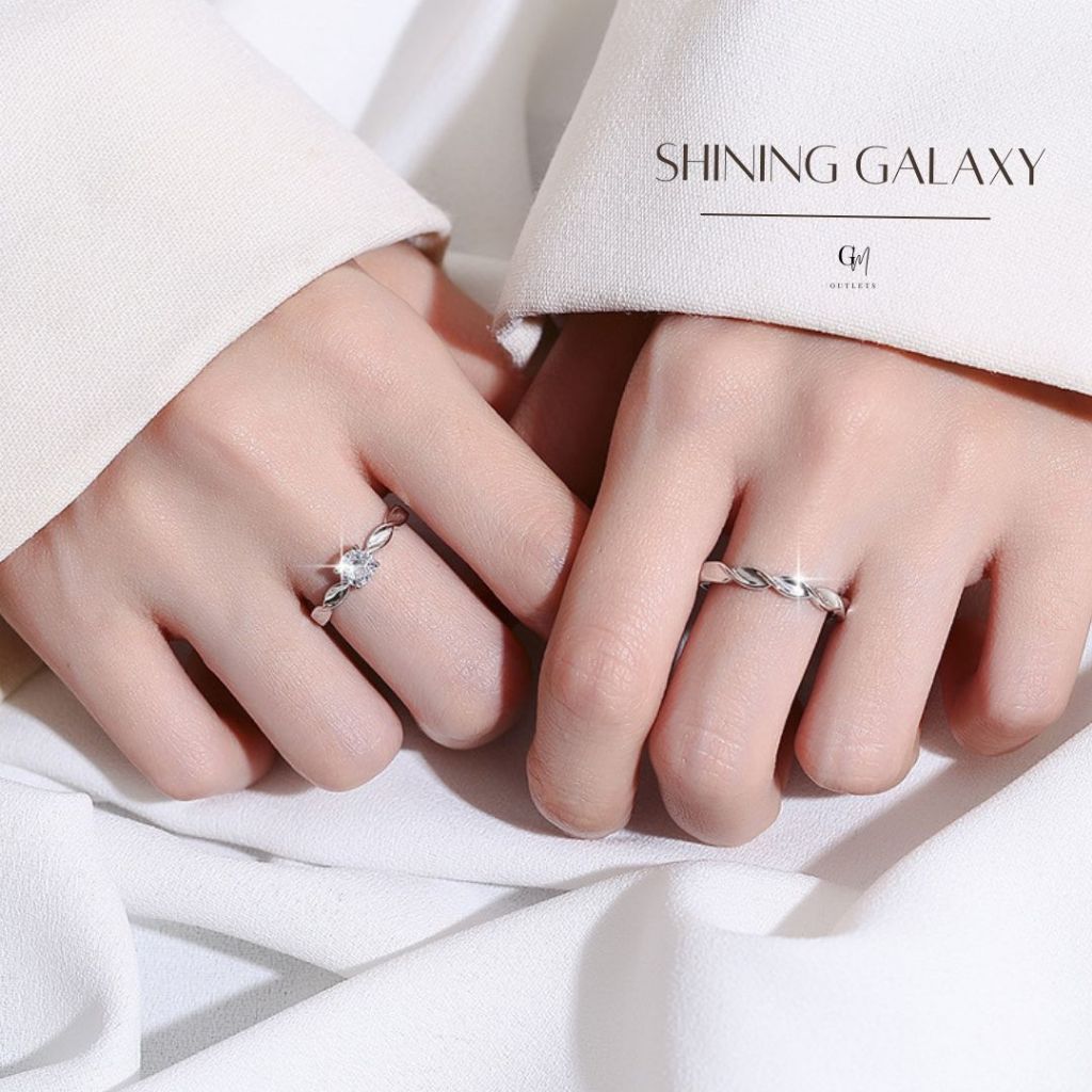 OUTLETS ล้างสต็อกจากโรงงานตรง แหวนเงินแท้ Shining Galaxy แหวนมินิมอลลายดาว ไม่หมอง Valentine ของขวัญ
