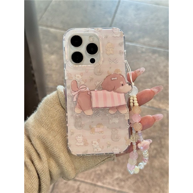 (มี16) เคส สำหรับ ไอโฟน สินค้าพร้อมส่งจากไทย สำหรับ Iphone ชื่อ หมาโบว์ชมพู รหัสTPU-R1857