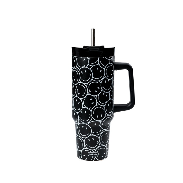 SMILEY® AOP STAINLESS TUMBLER (BLACK)