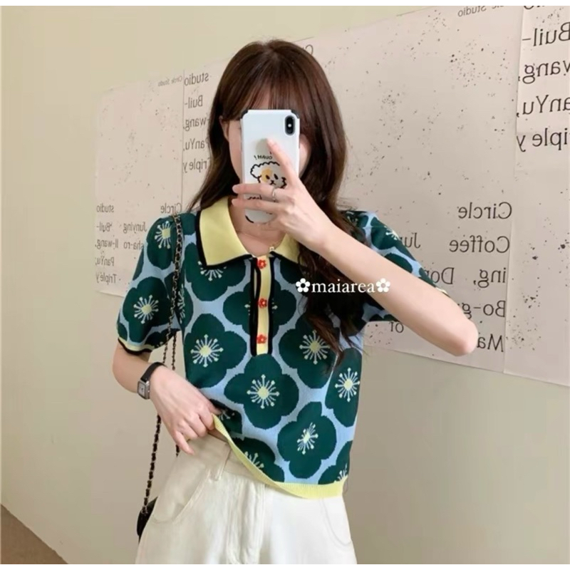 (ใส่ 1 ครั้ง‼️) เสื้อไหมพรมทอคอปก จากร้าน Mai area