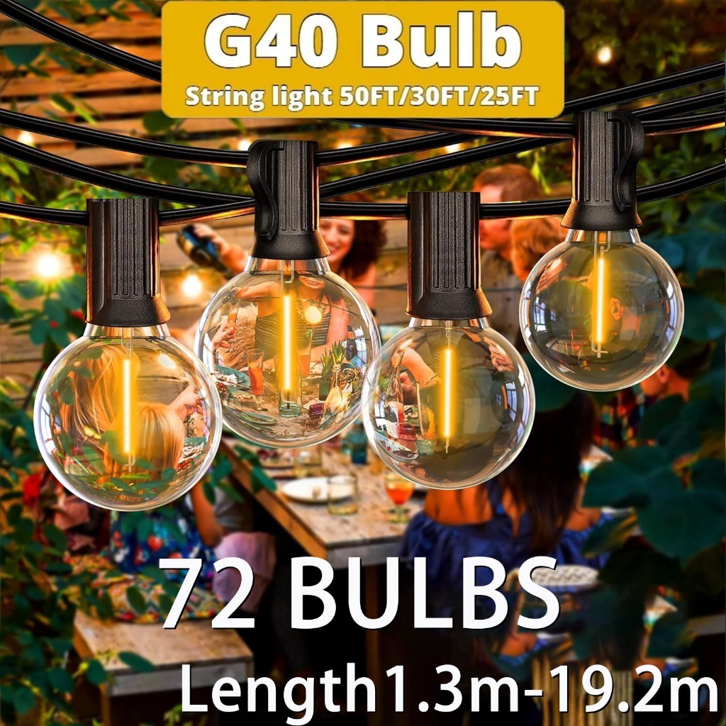 G40ไฟโซล่าเซลล์ 30.5เมตร ไฟ ไฟตกแต่งสว E12 พร้อมใช้งานไฟปิงปอง