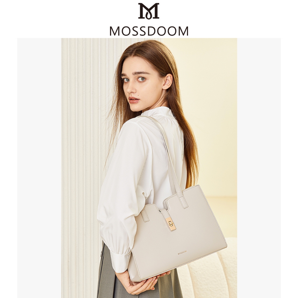 MOSSDOOM Elaura bag กระเป๋าคล้องไหล่สำหรับผู้หญิง ทรงคลาสสิก จุของได้เยอะ 4สี(เทา,ขาว,แอปริคอท,ดำ)