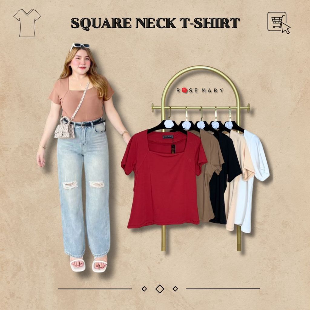 orarose เสื้อคอเหลี่ยม ฟรีไซส์สาวอวบ เสื้อยืด สาวอวบ ใส่สบายผ้านิ่มยืดดีมาก สินค้าพร้อมส่ง (4155)