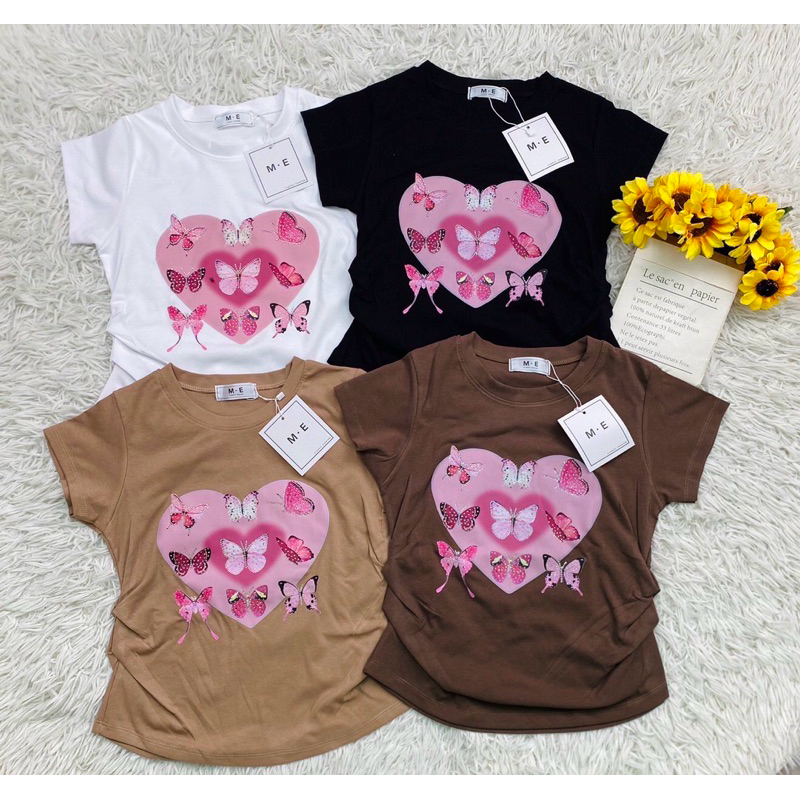 เสื้อยืดคอกลมเอวจับจีบข้างใส่สวยมากกก ทรงสวย คัตติ้งเนี้ยบ me