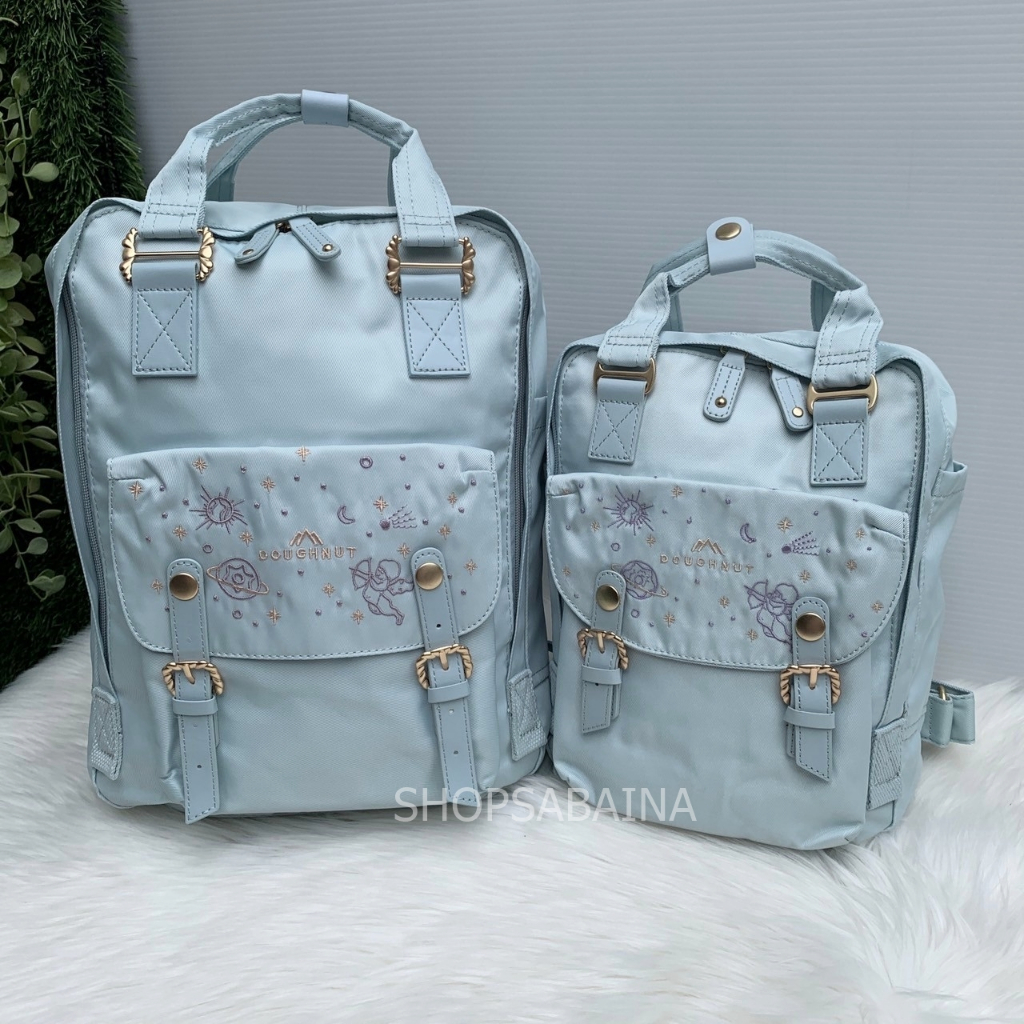 Doughnut Macaroon Galaxy Series Backpack กระเป๋าเป้สะพายหลังโดนัท ลายกาแล็กซี่ (แถมพวงกุญแจ)