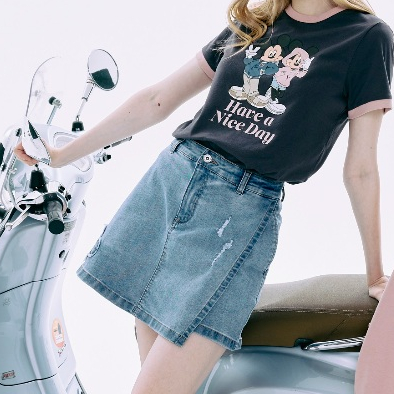 GIORDANO กระโปรงกางเกงผู้หญิง Women's High Waist Denim Skorts 05404248