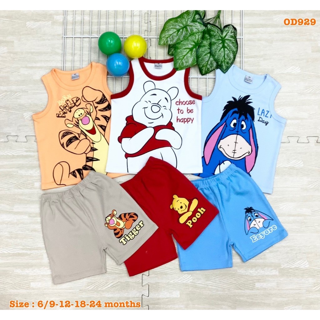 ชุดเด็ก เซตเสื้อ-กางเกงขาสั้น(3ชุด) ลายหมีพู ทิกเกอร์ อียอร์   pooh tigger and eeyore