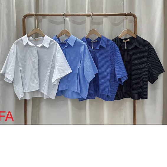 ลด 75.- พิมพ์ WTSD12 with.it.store - TPW1337 stripe waist button crop top เสื้อครอปกระดุมเอวลายริ้ว