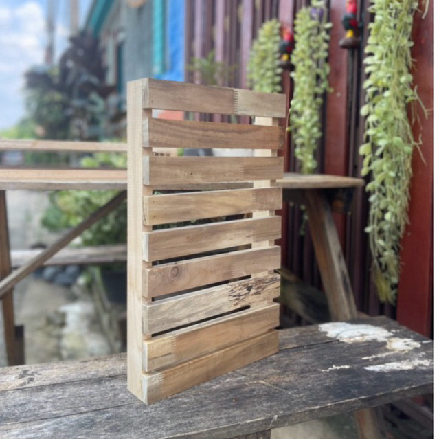 พาเลทไม้ยางพาราประสาน ไม้กระถิน พื้น ทางเดิน ชั้นวางของ เอนกประสงค์ขนาด30x50x6cm. - รูปที่ 4