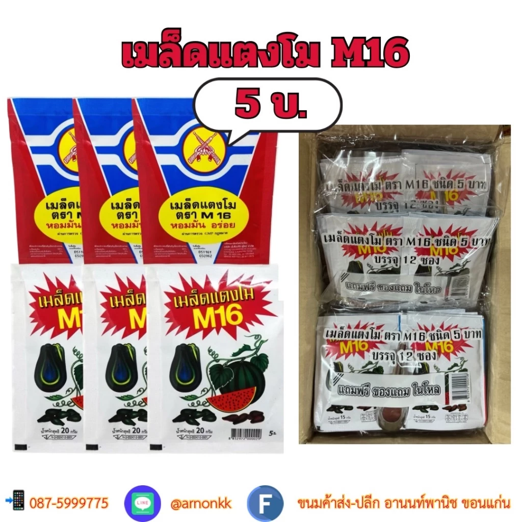 เมล็ดแตงโม 5 บาท ตรา M16✨ กินเพลิน แสนอร่อย หยุดไม่อยู่