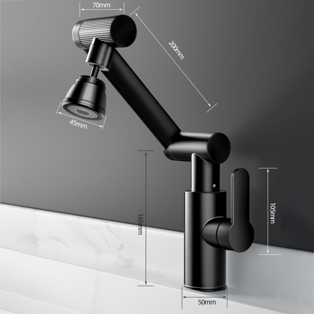 SBOER ก๊อกน้ำซิงค์ แบบตั้ง ปรับได้ 3 ระดับ หมุนได้360 ° ตัวเครื่องทองแดงหนาเต็ม - รูปที่ 7