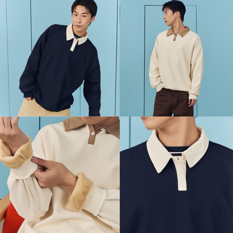 [umore.edition] ✨พร้อมส่ง polo fleece sweater สเวตเตอร์โปโลบุขน นุ่มอุ่น
