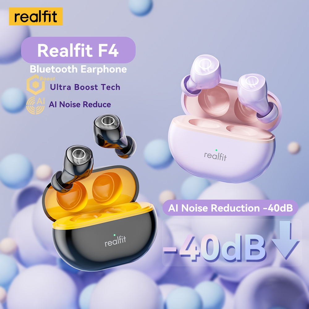 【พร้อมส่งในไทย】Realfit F4 HiFi HD โทรชุดหูฟังบลูทูธไร้สาย ลดเสียงรบกวน ANC จับคู่ชุดหูฟังบลูทูธพร้อมไมโครโฟนอย่างรวดเร็ว