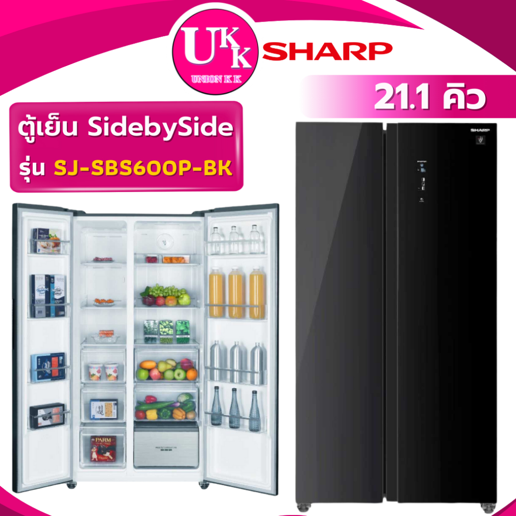 SHARP ตู้เย็น 2 ประตู รุ่น SJ-SBS600P-BK 21.1 คิว สีดำ Inverter   ( SBS600P RS600 RS600WI RT559 )