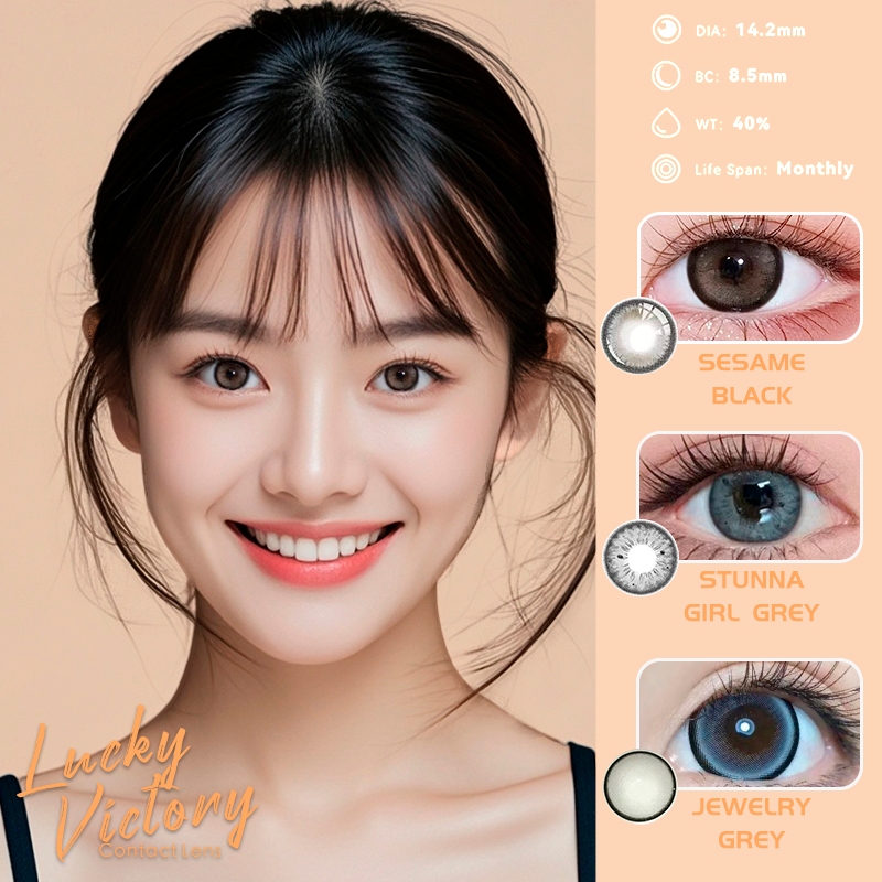 Lucky Victory คอนแทคเลนส์  sesame black  /stunna girl grey / jewelry grey ผลิตในปี2024 ลายฮิต ขายดี