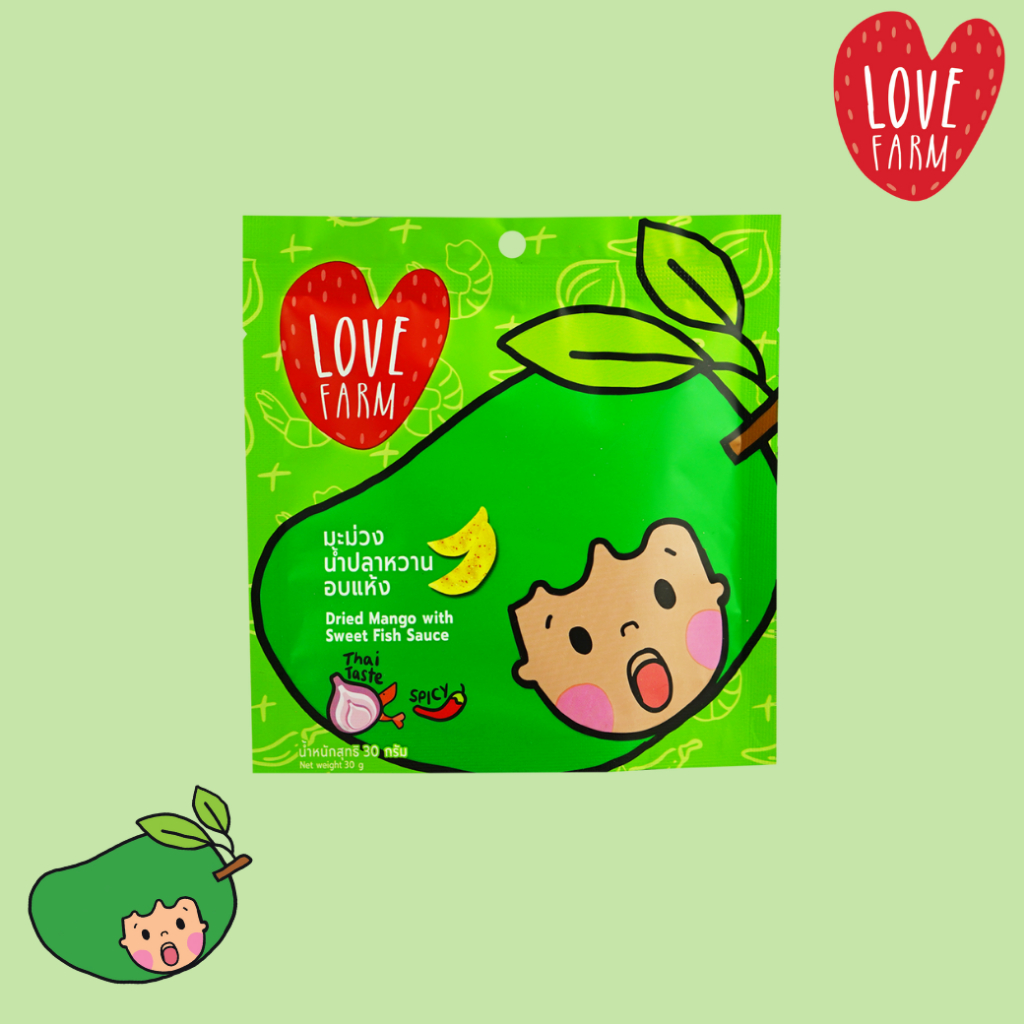 เลิฟฟาร์ม (LOVEFARM) - มะม่วงน้ำปลาหวานอบแห้ง 30 กรัม ผลไม้อบแห้ง
