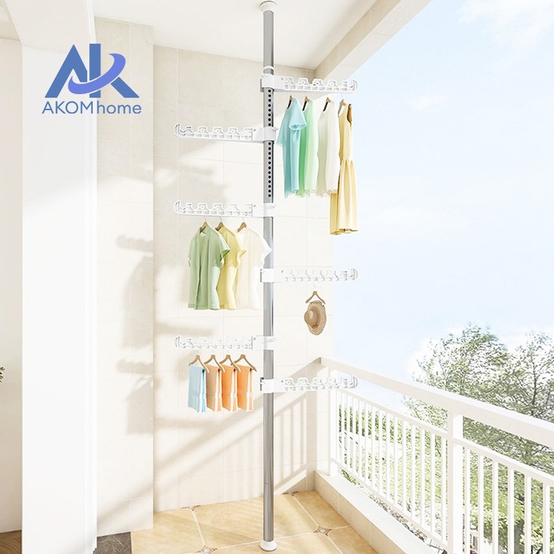 [จัดส่ง24ชม]ราวตากผ้า ราวตากผ้าคอนโด ก้านแขวนเสื้อ ราวแขวนเสื้อ ไม่ต้องเจาะเพดาน ราวแขวนผ้า 30kg+า คุณภาพสูง ใหม่เอี่ยม