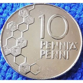 เหรียญ​ฟินแลนด์​ Finland, 10 Pennia, ไม่​ผ่าน​ใช้​ UNC​, #40…