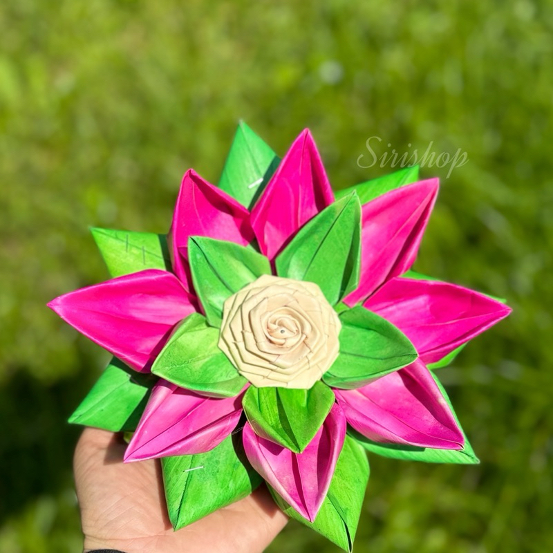กระทง กระใบลานย้อมสีสดใส กระทงกลีบบัว8นิ้ว