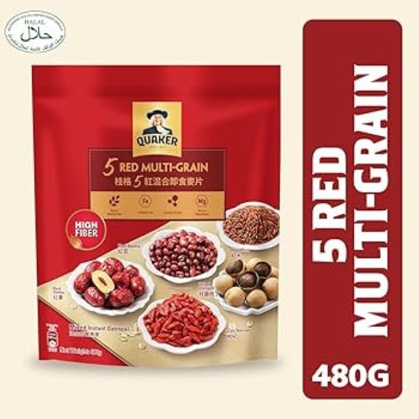 Quaker 5 ข้าวโอ๊ตแดงมัลติเกรน Quaker Five Red Multi-Grain Cereal 桂格 五红混合即食麦片 景甜代言 480g