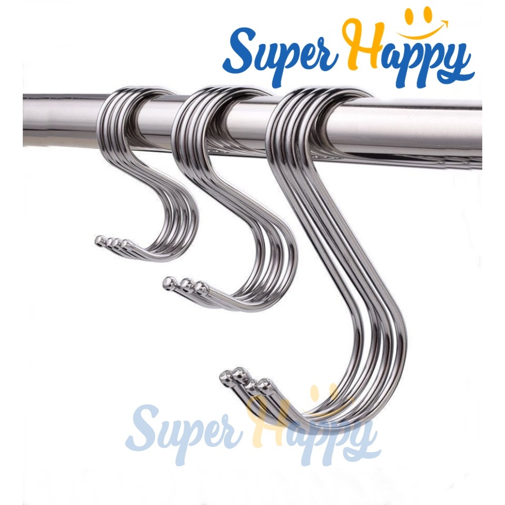 ตะขอตัวเอส S สแตนเลส(Set 5 ชิ้น) เนื้อหนา 3.9MM รุ่นหัวมนกลมป้องกันการขีดข่วน ไม่ขึ้นสนิม