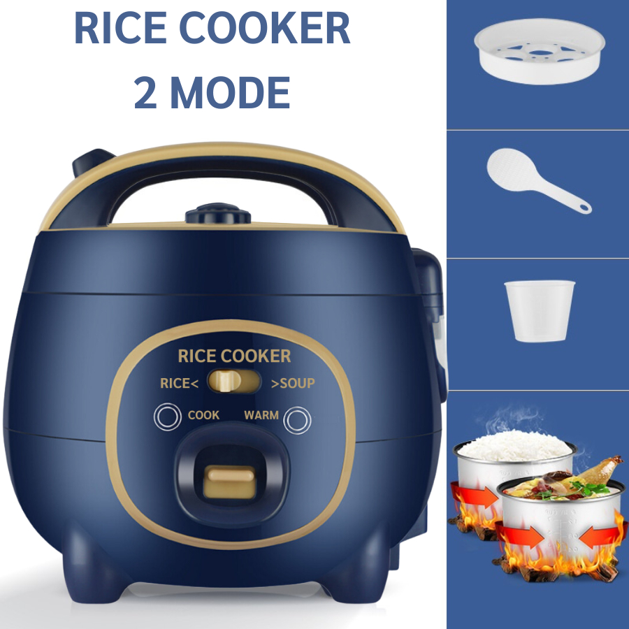 หม้อหุงข้าวแรงดันสูง หม้อหุงข้าวขนาดเล็ก อเนกประสงค์สำหรับหุงข้าว พร้อมถาดนึ่ง และอุปกรณ์ ต่างๆ