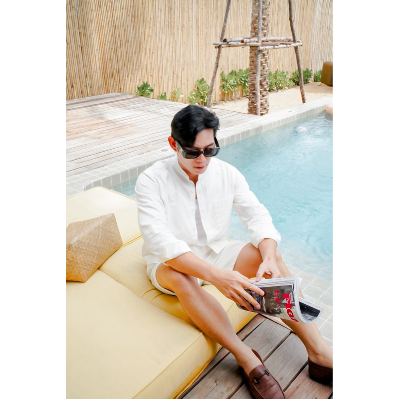 ROBMAN เสื้อเชิ้ตผู้ชายสีขาว มินิมอล คอจีน คอแมนดาริน คอตั้ง ผ้า Cotton Linen เสื้อผู้ชายเกาหลี ผู้ชายสายฝอ RM7002 ผ้าดี