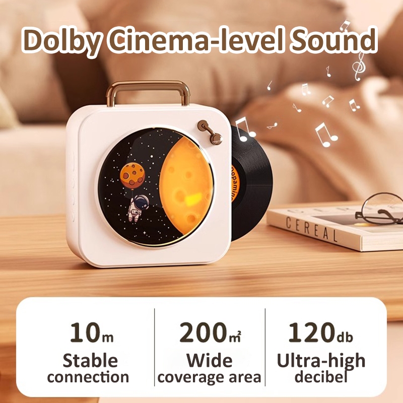 【จัดส่งฟรี】SUNATUR DZ-010 ลำโพงไร้สายบลูทูธ,เครื่องเล่นเพลงไวนิลขนาดเล็ก,ชาร์จ USB โคมไฟข้างเตียงพร้อมลำโพงสมาร์ทบลูทูธ