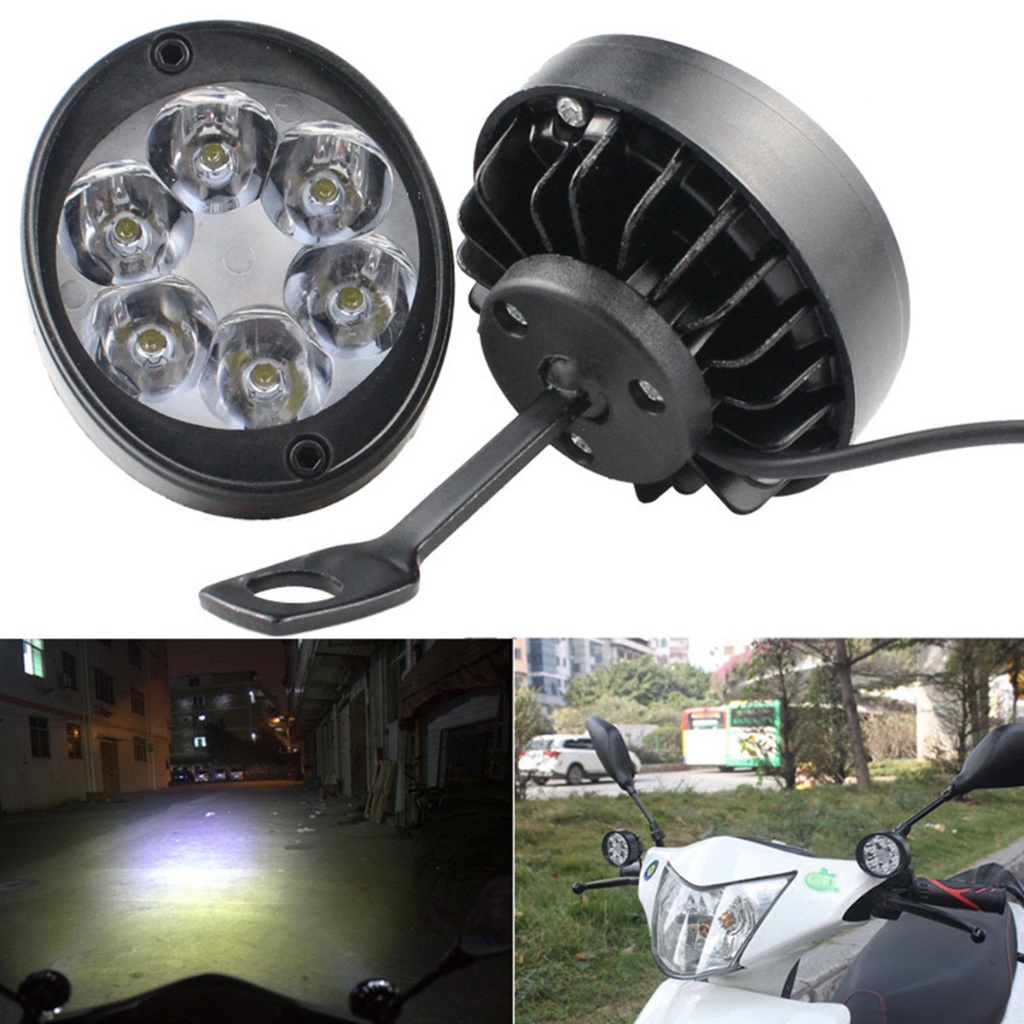 โคมไฟหลอดไฟหน้ารถจักรยานยนต์ LED 2 ชิ้น JZD 12V 8LEDไฟนิ่ง 12V/24V 12LED กระพริบกับนิ่ง 2เสต็ป MOTO