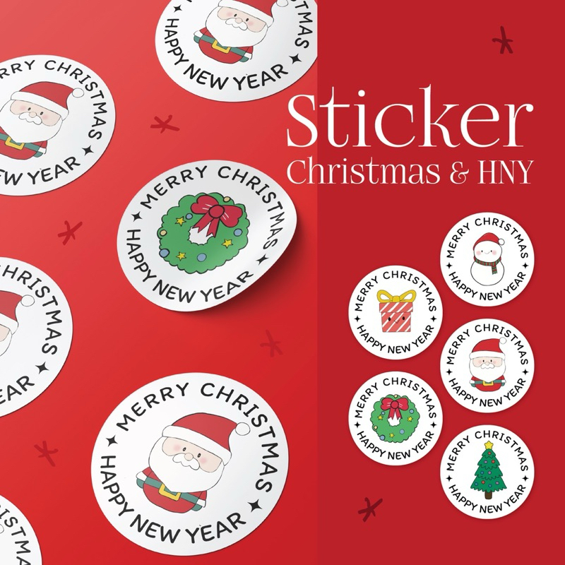 20 แถม 1 ❤️NEW COLLECTION 💚 สติ๊กเกอร์ Christmas & Happy new year สุดน่ารัก ส่งความสุขในช่วงเทศกาล ขนาด 3.2 x 3.2 cm