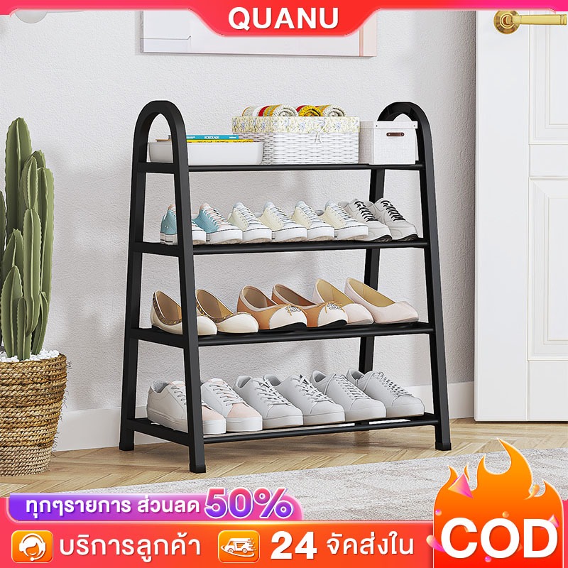 ชั้นวางรองเท้า ชั้นวางรองเท้าแบบ A ชั้นวางรองเท้าสแตนเลส DIY ท่อเหล็กประกอบหลายชั้น เรียบง่าย ประกอบง่าย ประหยัดที่