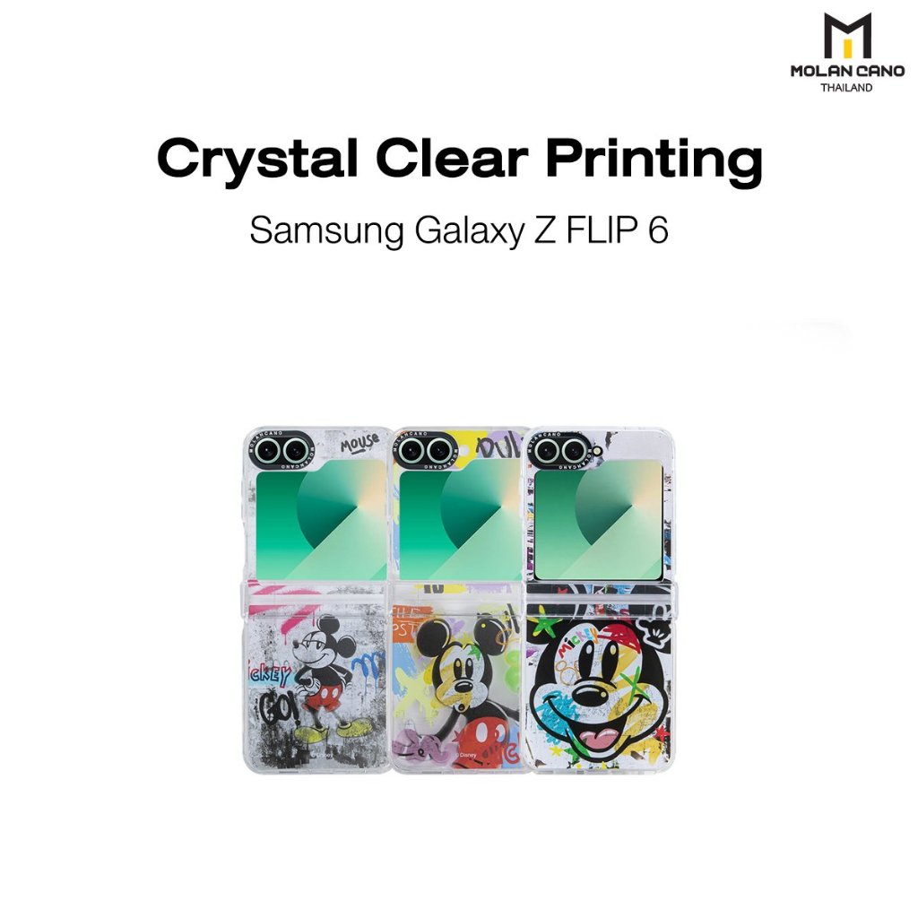 MOLAN CANO รุ่น Z Flip 6 Case printing เคสลาย Mickey Mouse ลิขสิทธิ์แท้ 100% เคส กันรอย ขอบสีใส